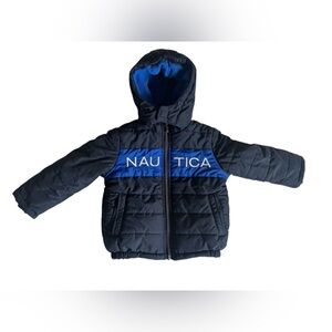 Nautica Jacket Kid’s Navy Royal Blue Hooded Full Zip Size 24 M